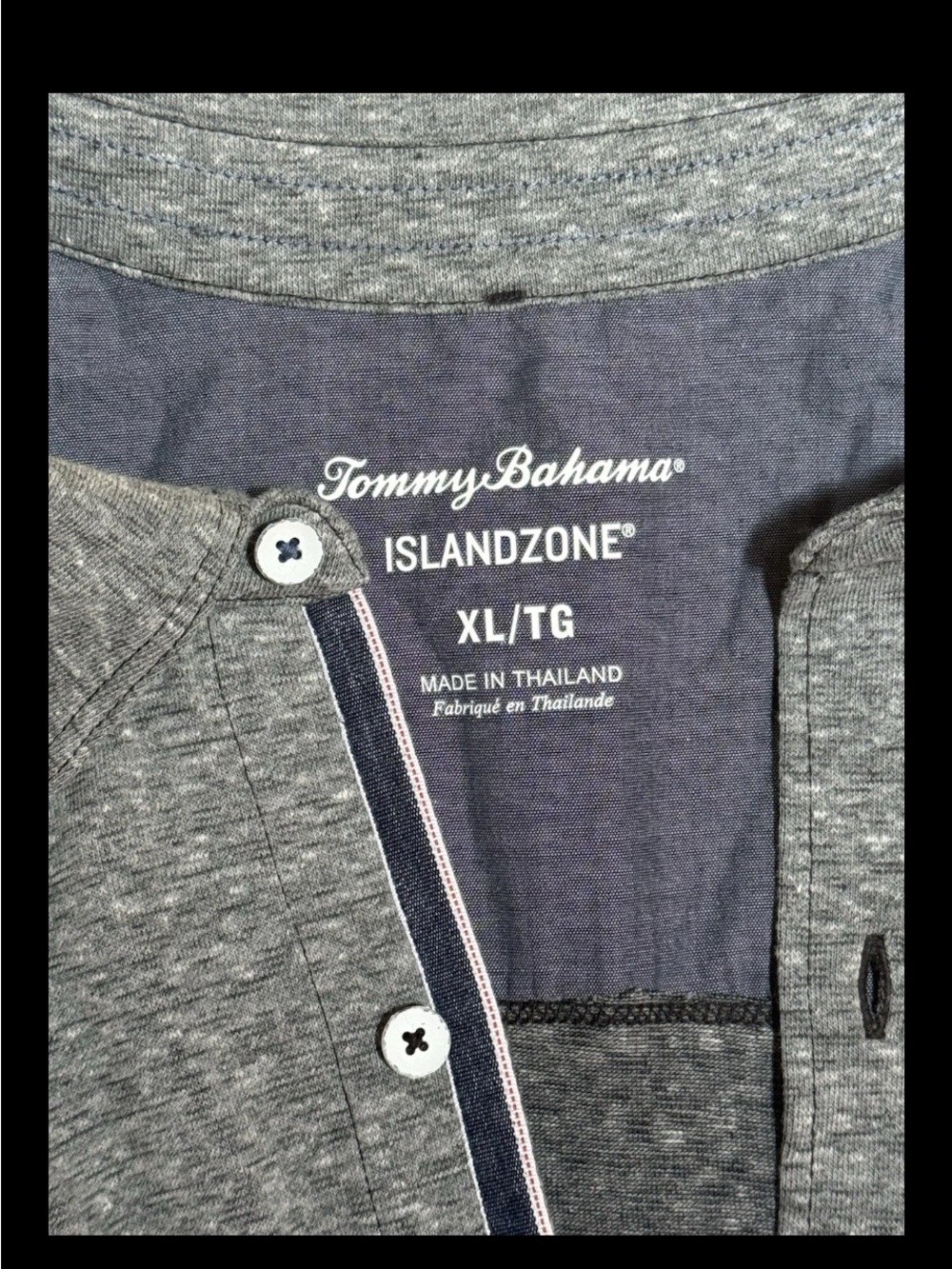 Tommy Bahama Heather Gray and Navy IslandZone Button Down Shirt